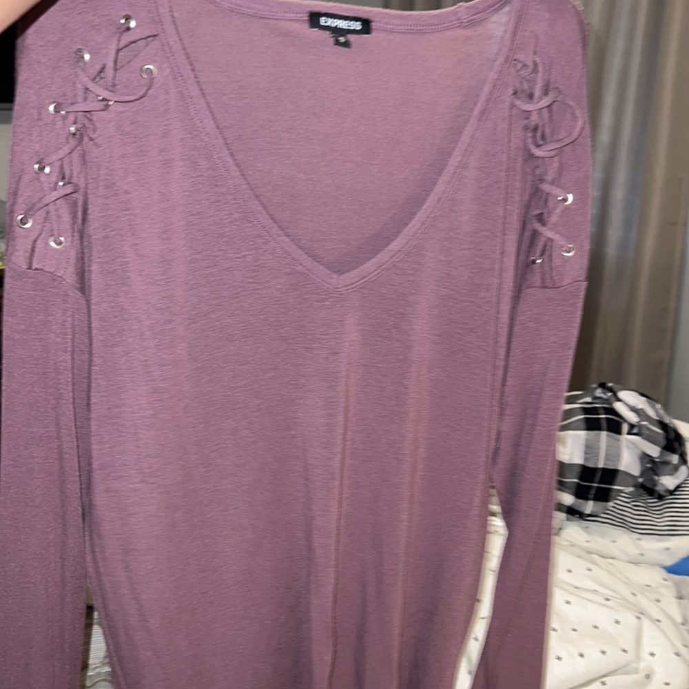 EXPRESS purple long sleeve shirt size medium